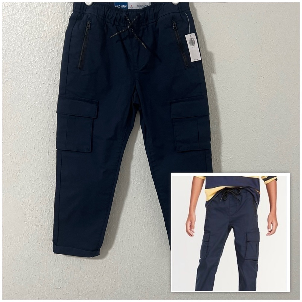 Old Navy NWT Boys Size Small (6-7) Navy Built-In Flex Tech Tapered Cargo Pants